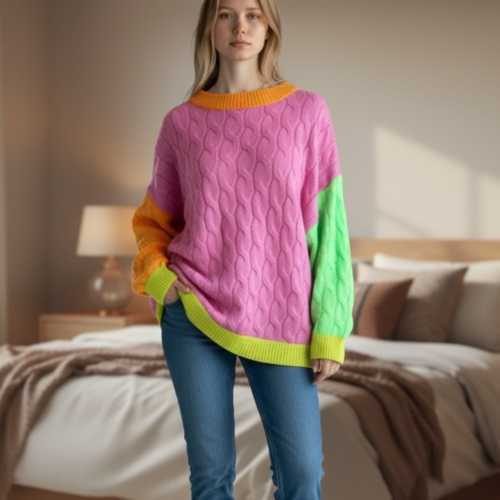 Easel NWT “Never A Dull Moment” Colorblock Knit Sweater